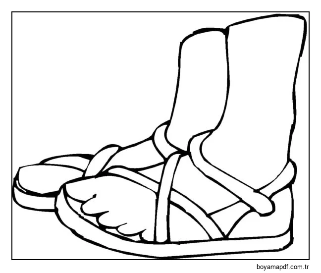 Açık yazlık ayakkabılar Boyama Sayfası
