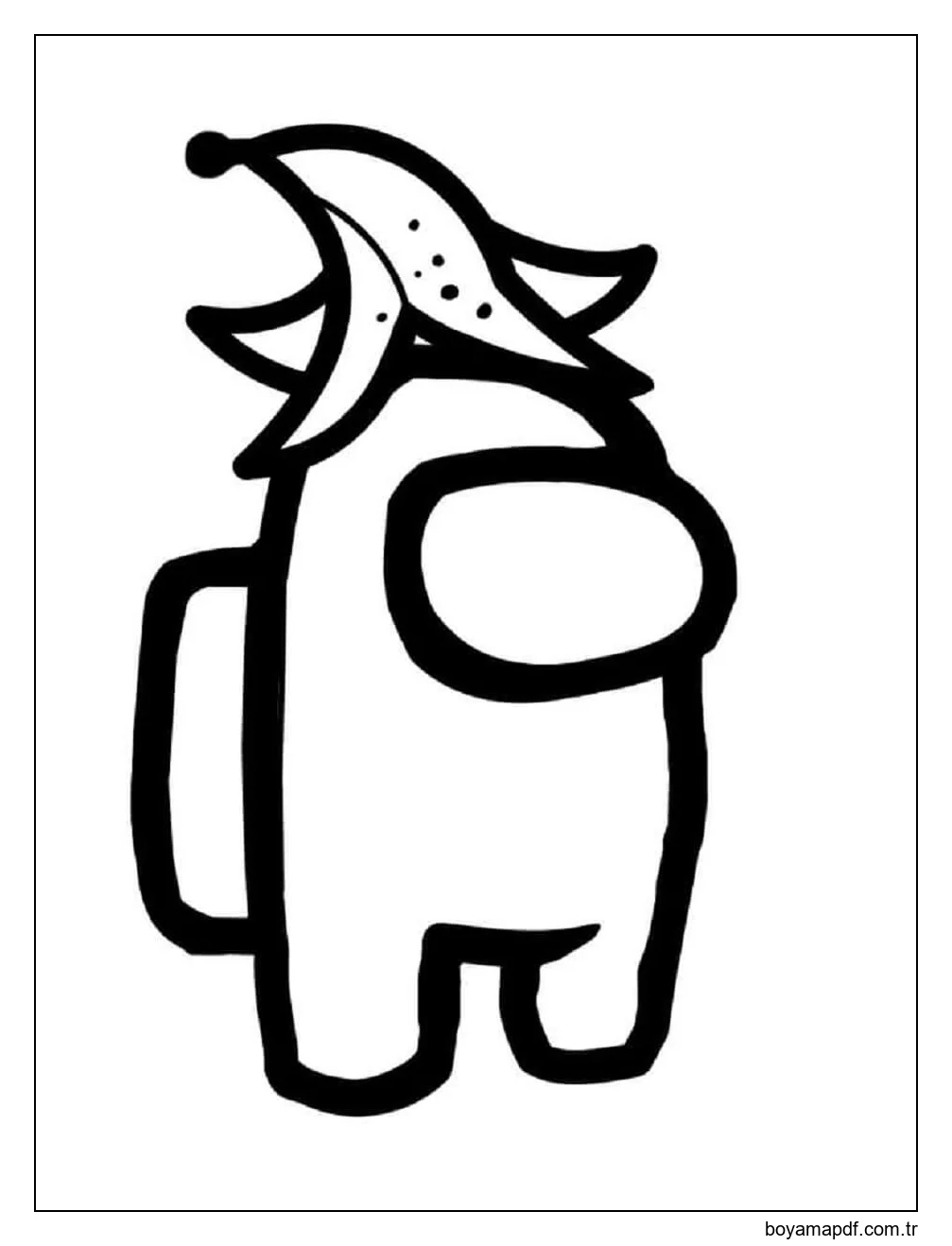 Among Us Muz şapkası Giyiyor Boyama Sayfası