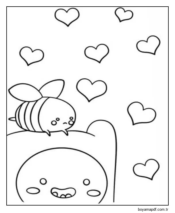 Arı Kawaii Boyama Sayfası