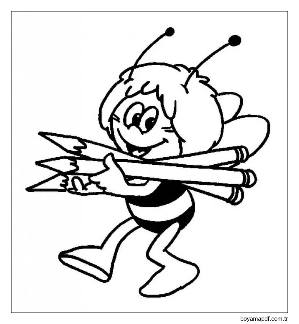Arı ve Kalem Boyama Sayfası