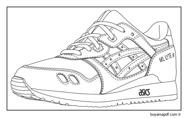 Asics imzalı spor ayakkabılar Boyama Sayfası