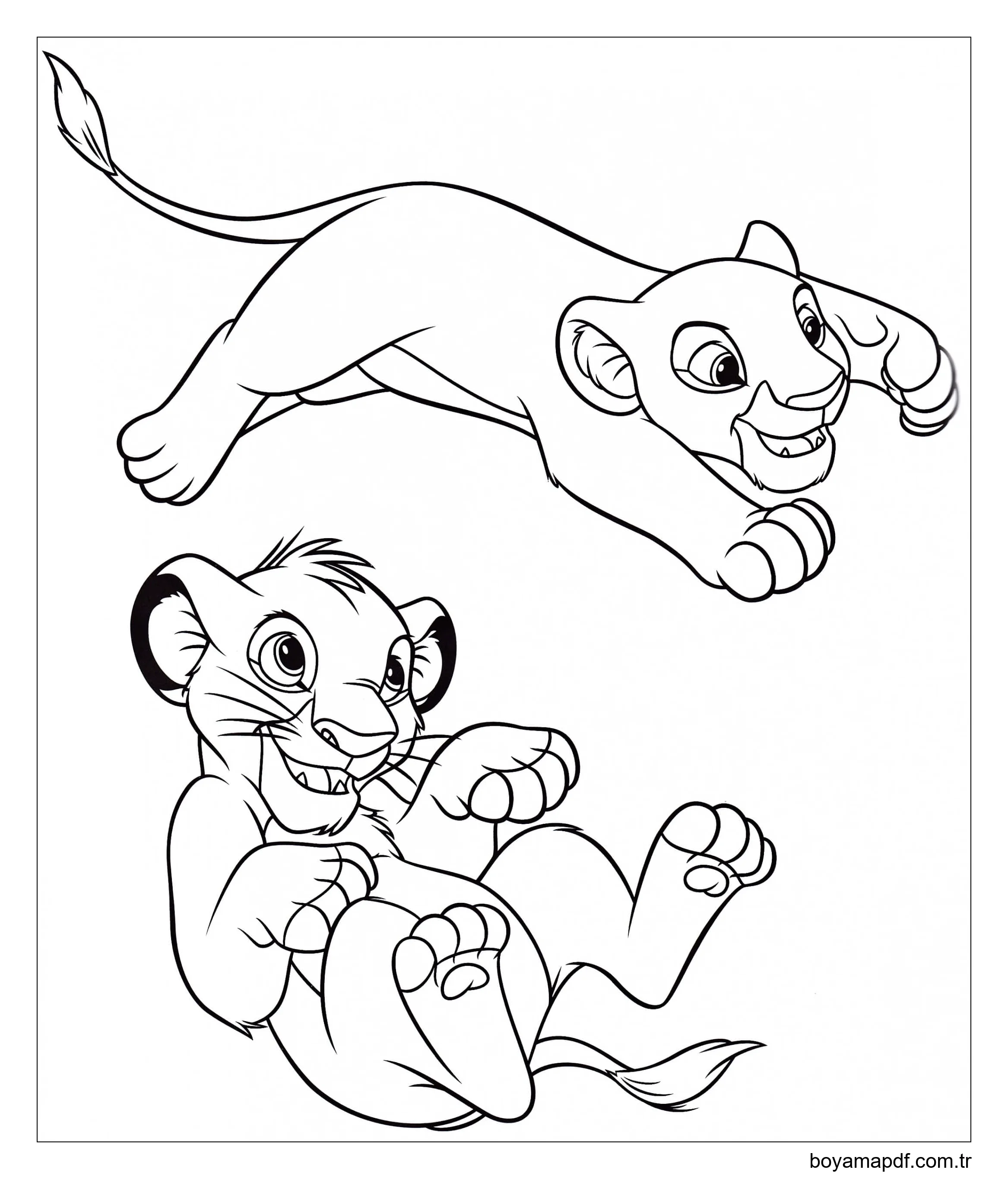 Aslan Kral Nala ve Simba Boyama Sayfası