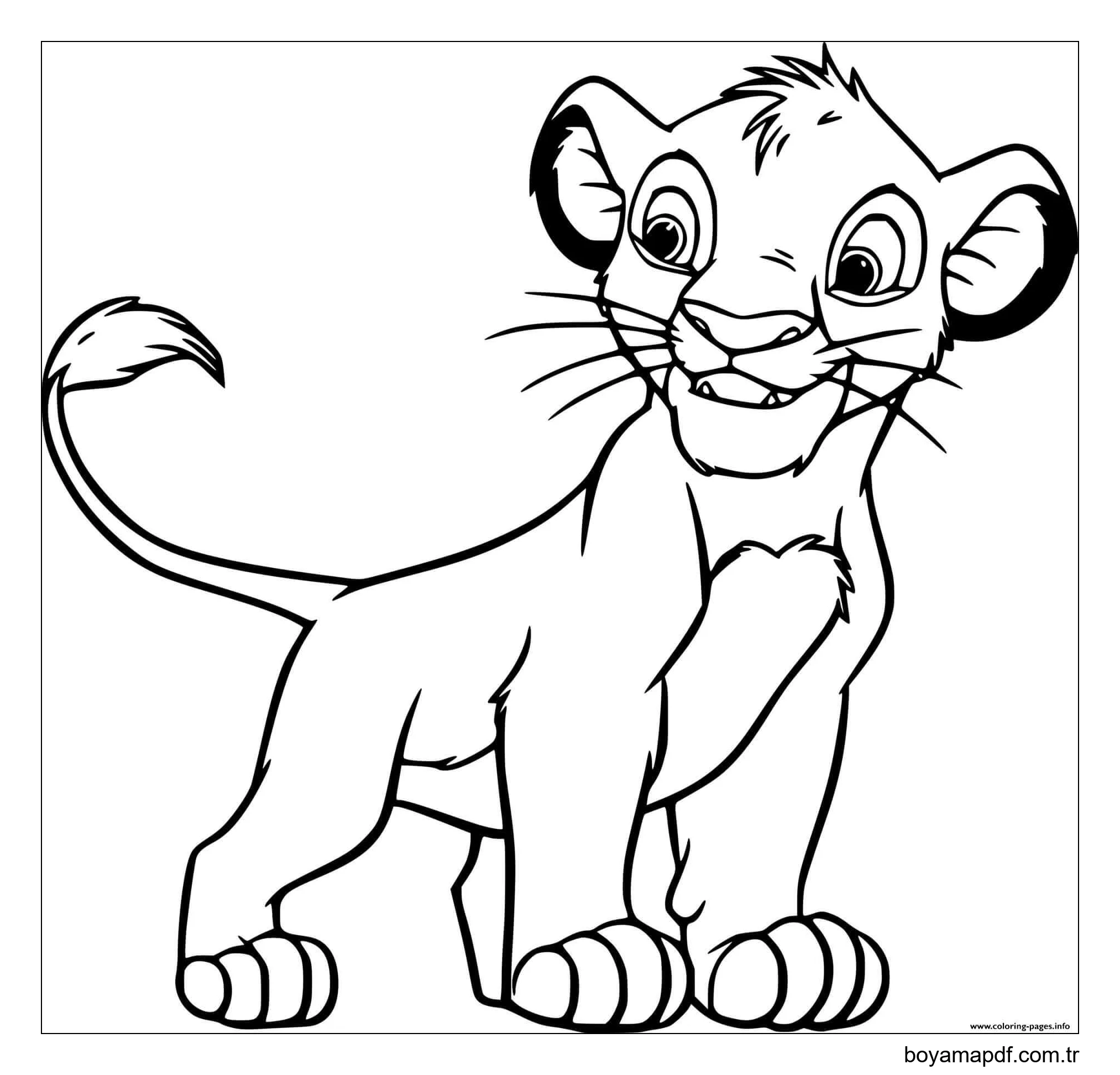 Basit Simba Boyama Sayfası