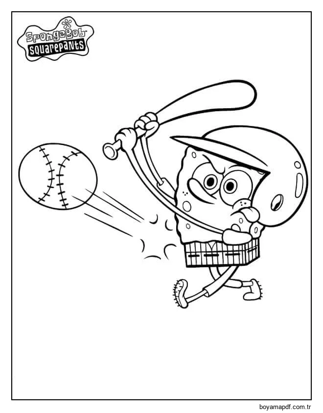 Beyzbol Oynayan Sünger Bob Boyama Sayfası