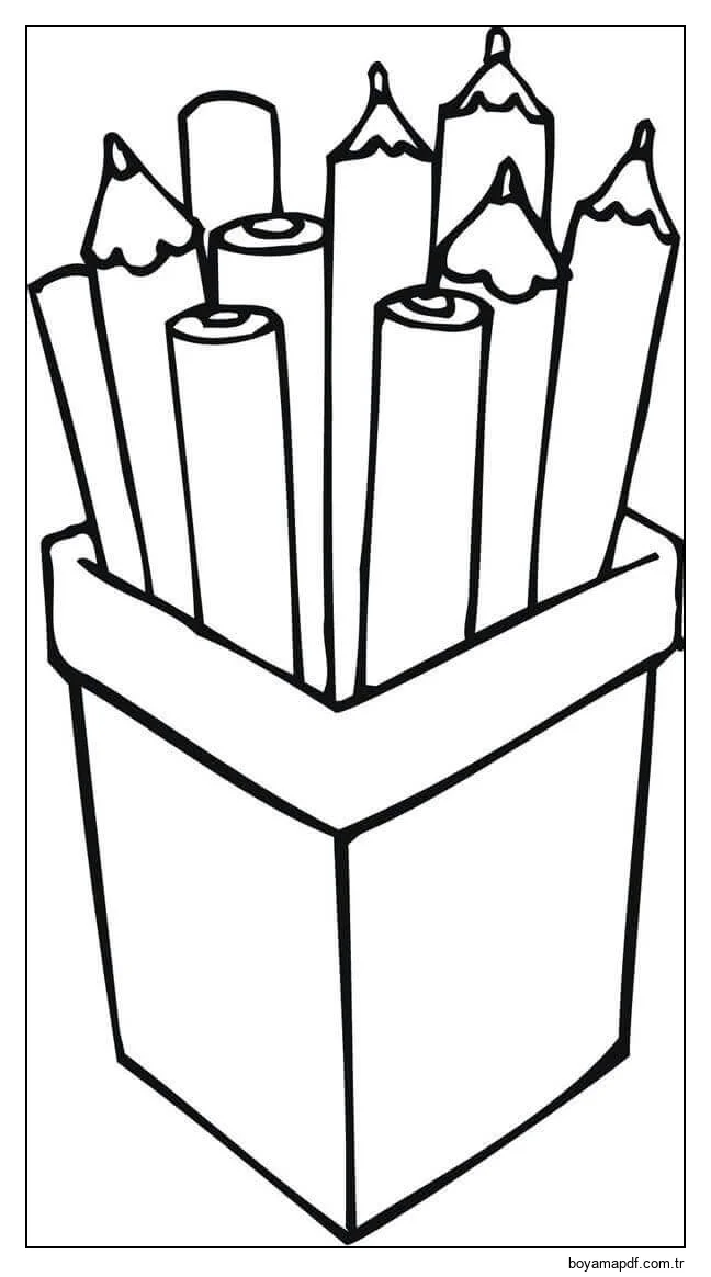 Bir Kutu Kalem Boyama Sayfası