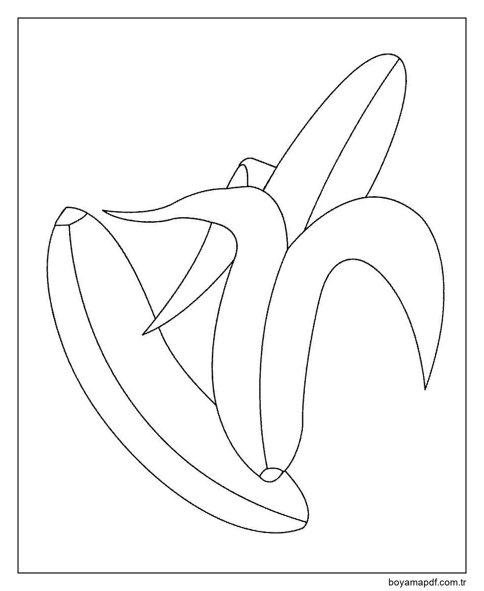 Bir muz Soyulmuş ve Diğeri Değil Boyama Sayfası