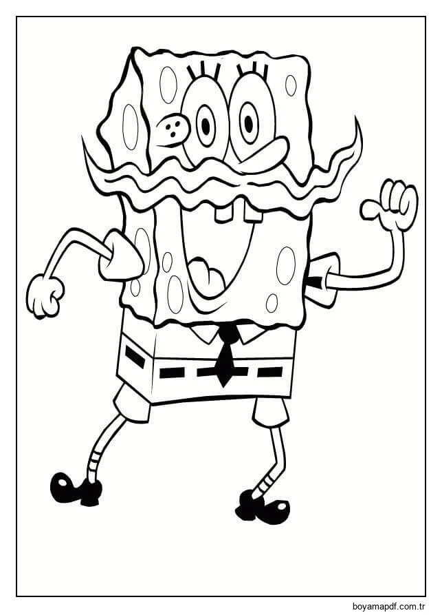 Bıyıklı Sünger Bob Boyama Sayfası