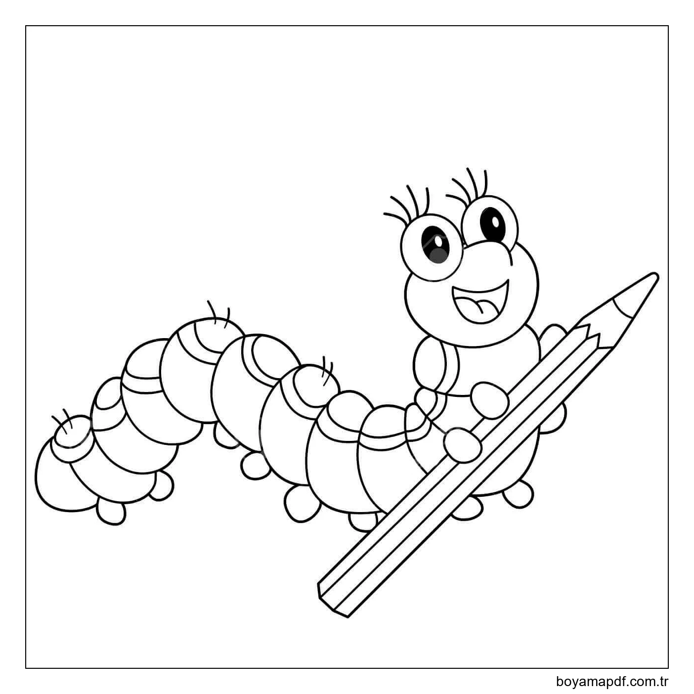 Böcek ve Kalem Boyama Sayfası