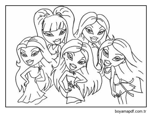 Bratz'ı şuraya yazdır Boyama Sayfası