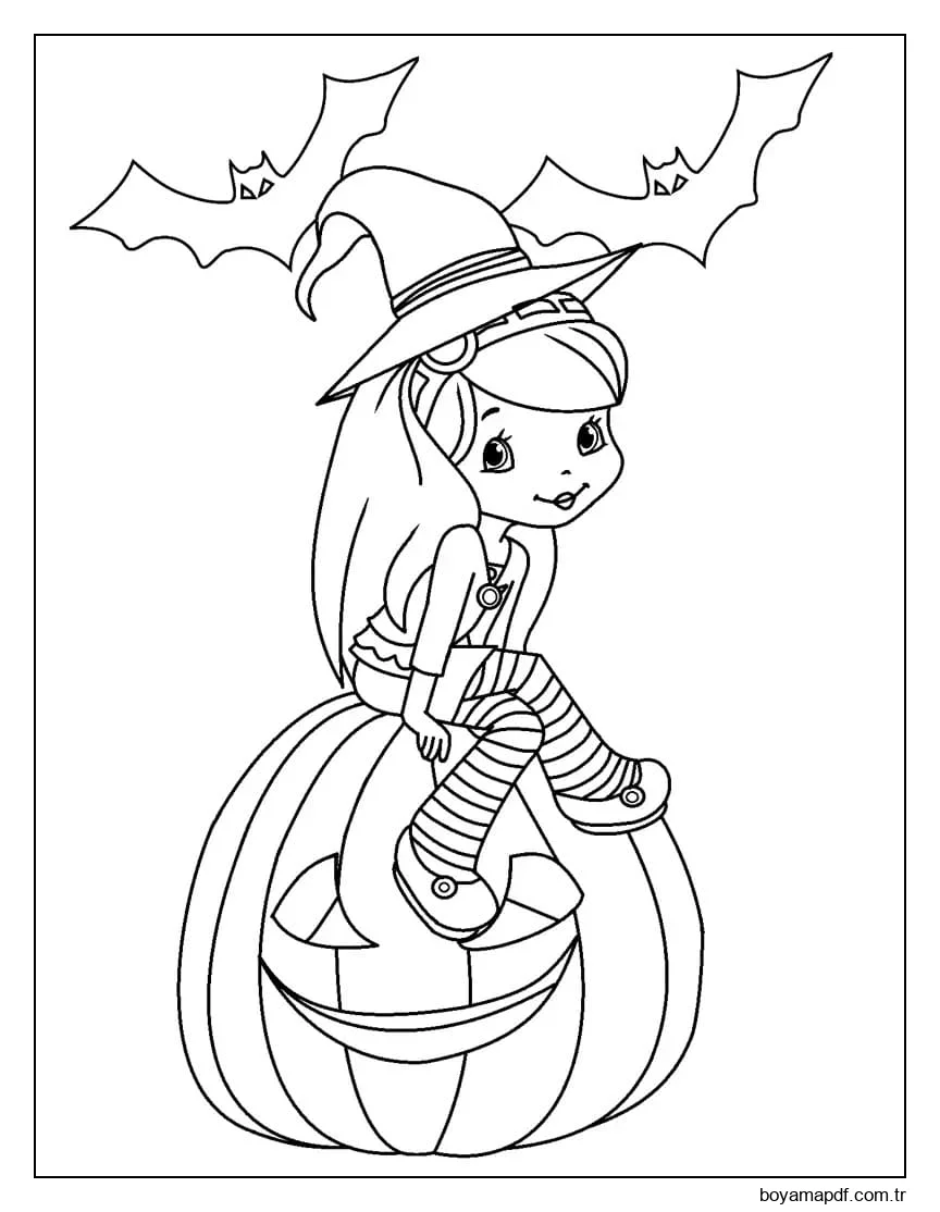 Cadılar Bayramı'nda Çilekli Pasta Boyama Sayfası