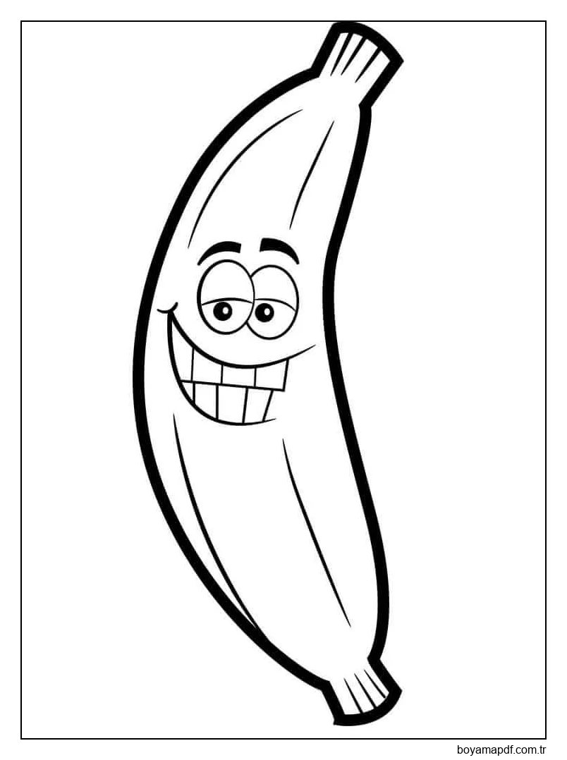 Cartoon Banana Engraçado Boyama Sayfası