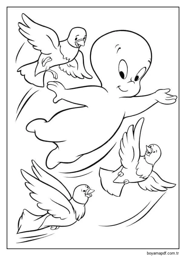 Casper çocuklar için Yazdırılabilir Boyama Sayfası