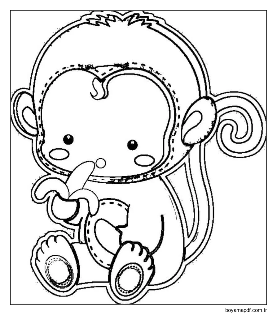 Çıkartma Muz Yiyen Maymun Boyama Sayfası