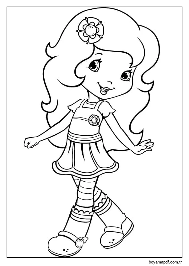 Çilekli Pastadan Portakal Çiçeği Boyama Sayfası