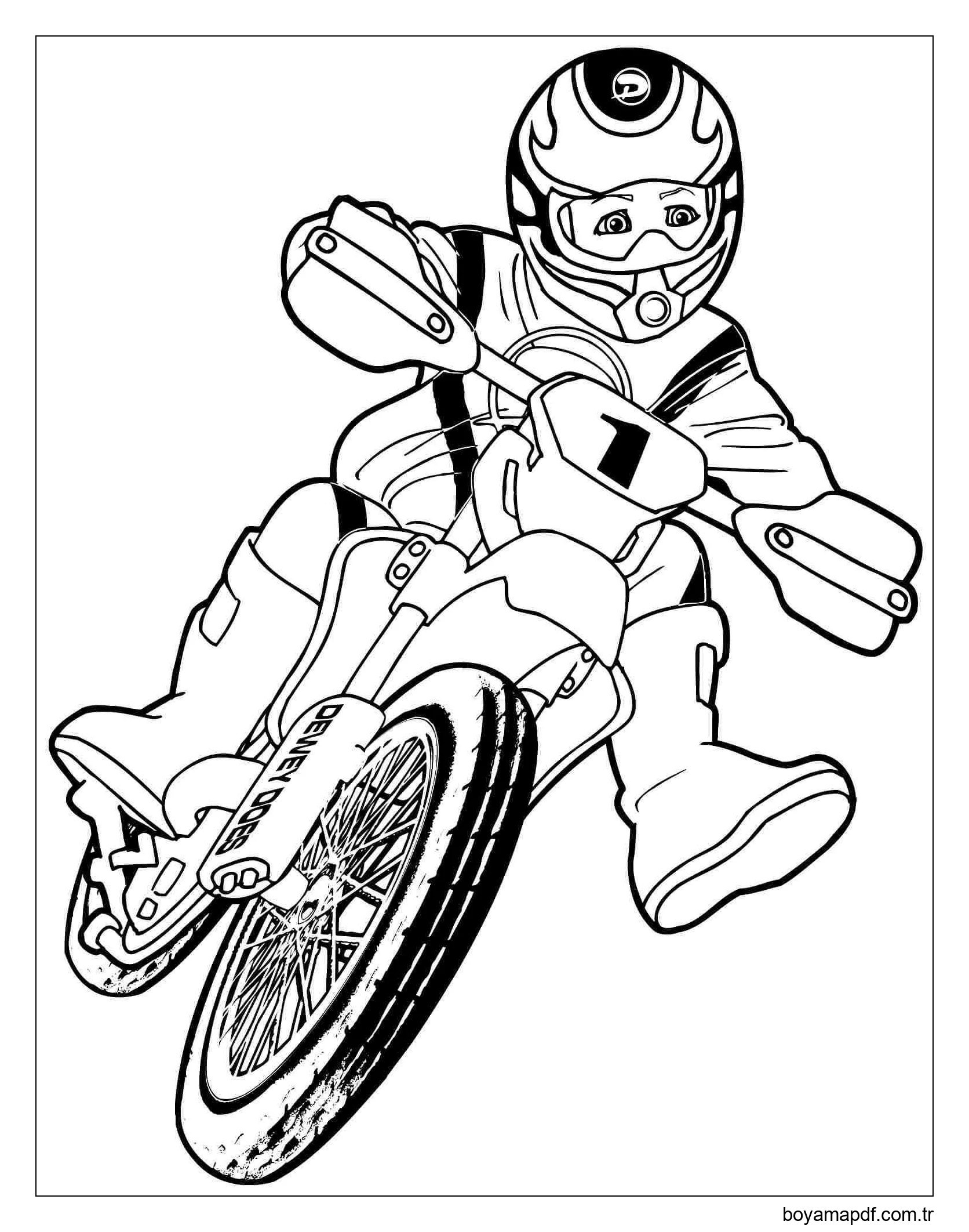 Çocuk Binme Motosiklet Boyama Sayfası