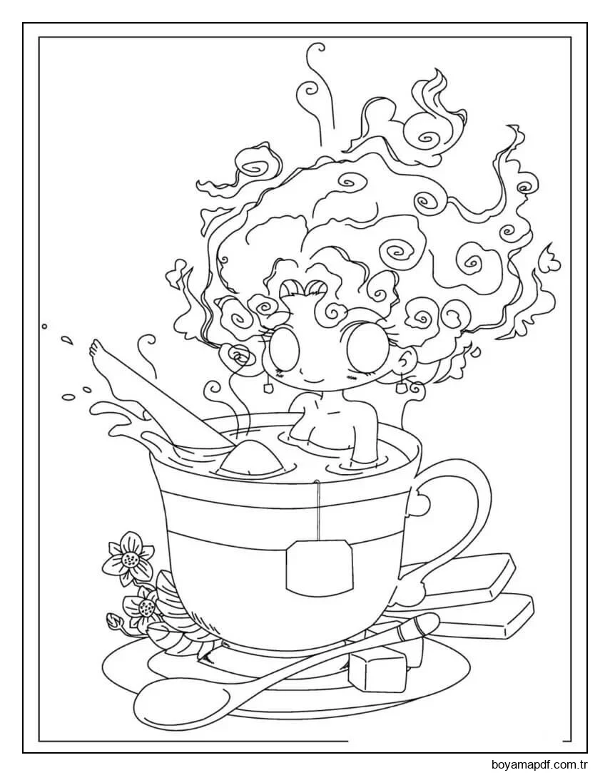 Çok güzel Kawaii Boyama Sayfası