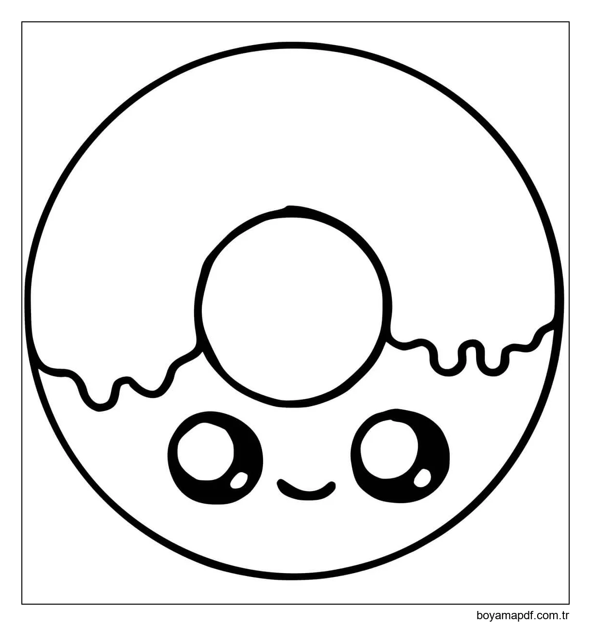 Çörek Gülümseyen Kawaii Boyama Sayfası