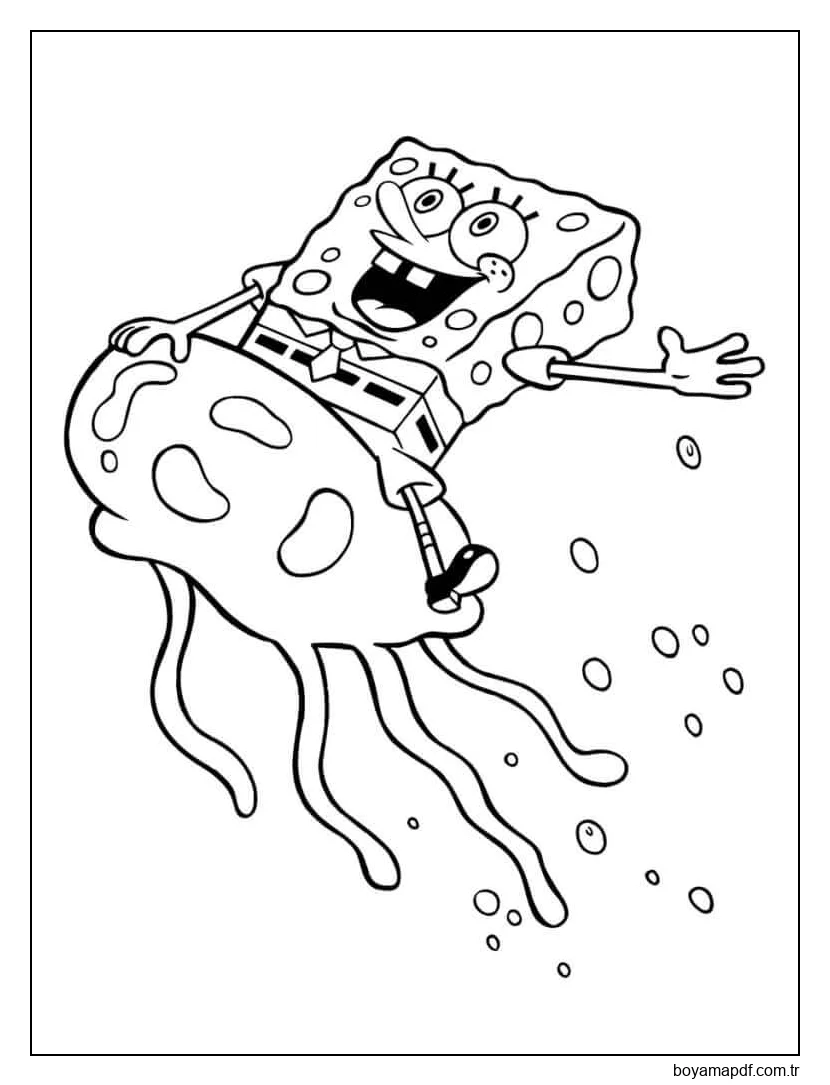 Denizanasında Sünger Bob Boyama Sayfası