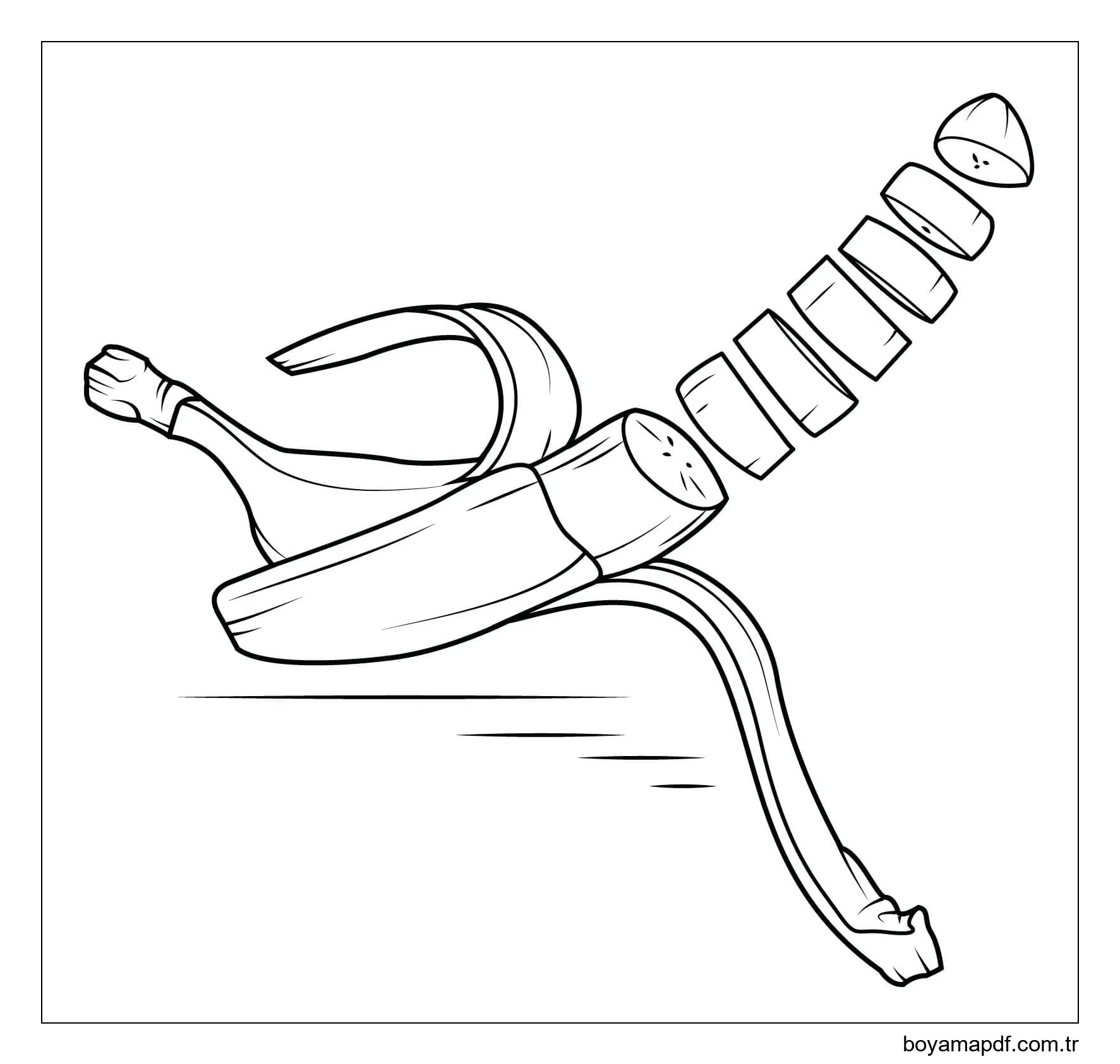 Dilimlenmiş Muz Boyama Sayfası