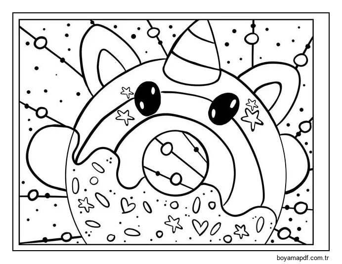 Donut Mısır Kawaii Boyama Sayfası