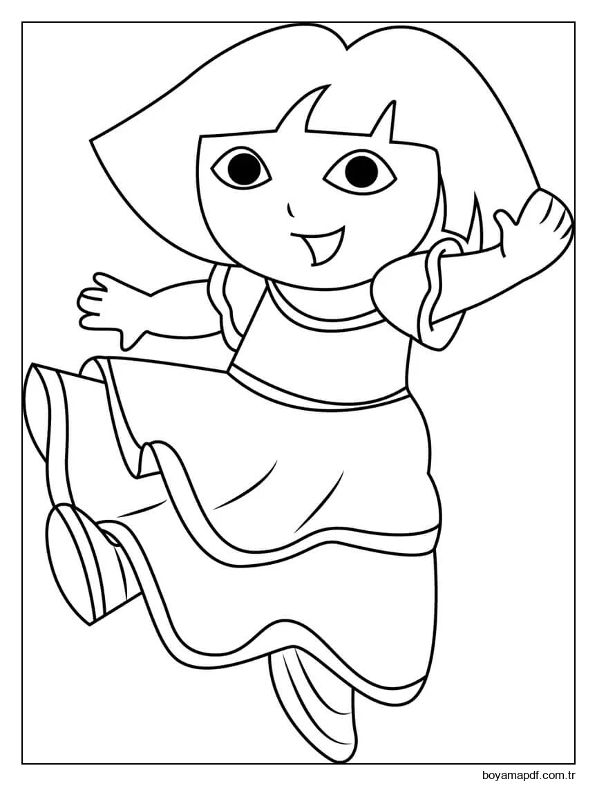 Dora Dans Ediyor Boyama Sayfası