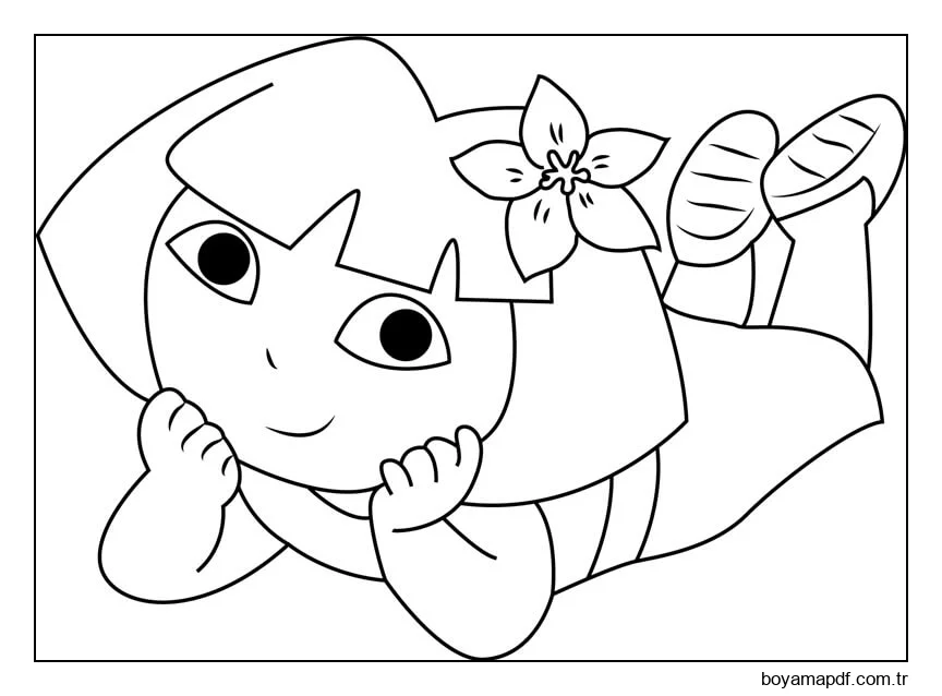 Dora Gülümseyerek Boyama Sayfası