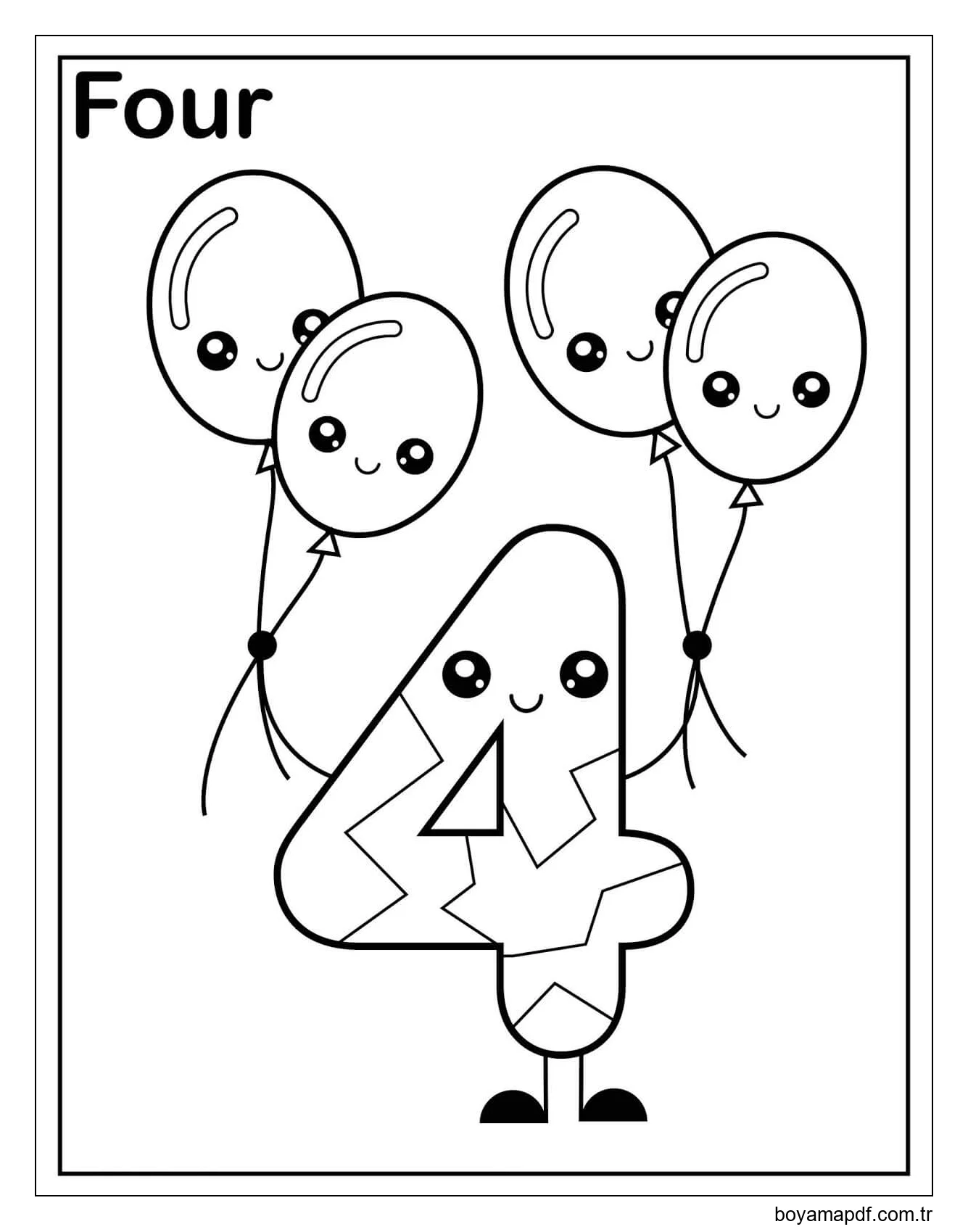 Dört Kawaii Boyama Sayfası