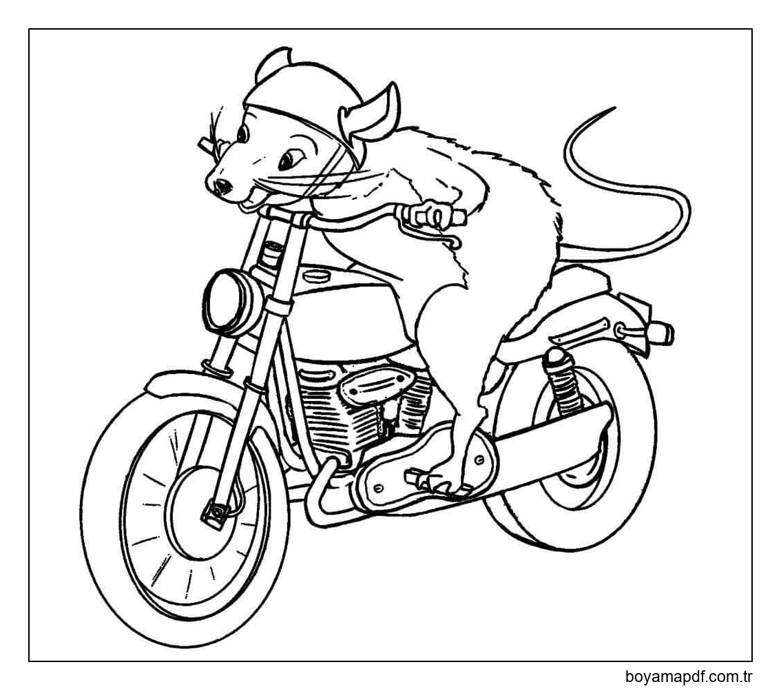 Fare Sürme Motosiklet Boyama Sayfası