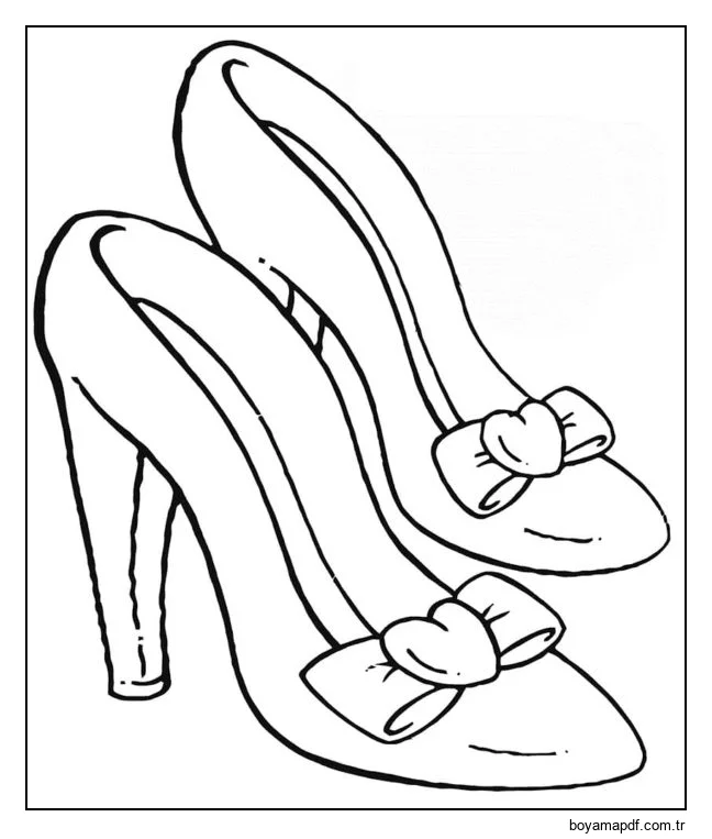 Fiyonklu topuklu ayakkabılar Boyama Sayfası