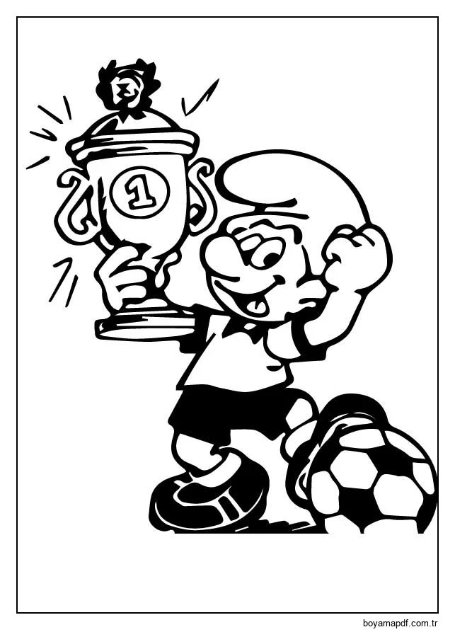 Futbolda Şirin Kazandı Boyama Sayfası