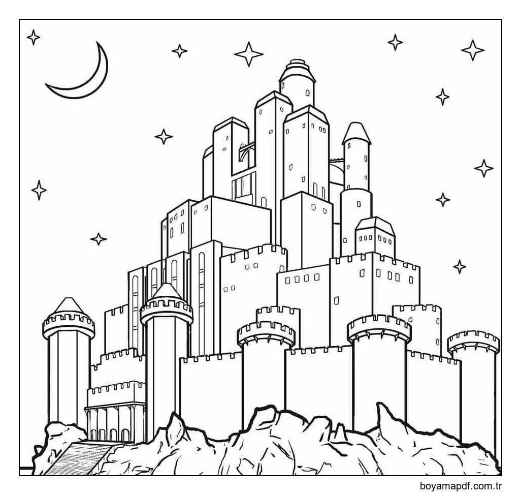 Gece Kale Boyama Sayfası