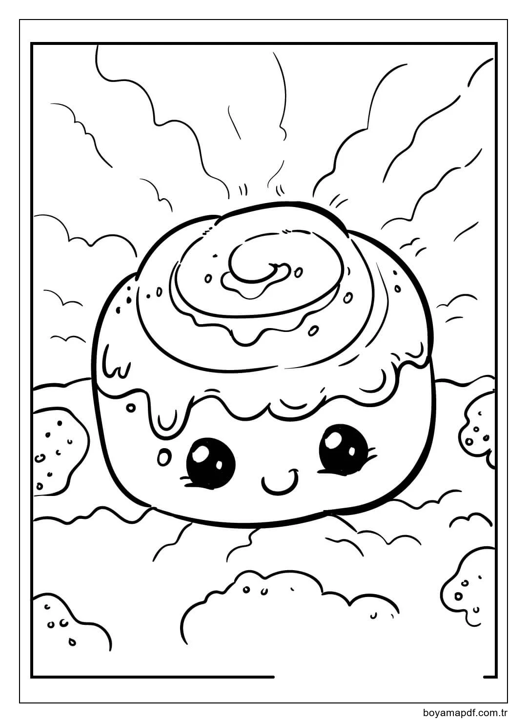 Gıda Gülen Kawaii Boyama Sayfası