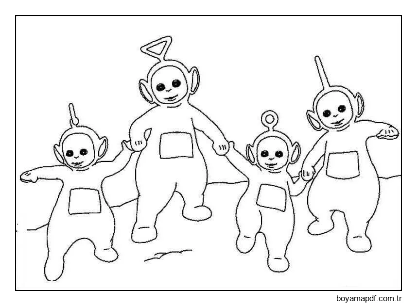 Gülümseyen Teletabiler Boyama Sayfası