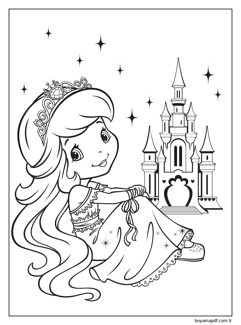 Güzel Çilekli Pasta Ücretsiz Boyama Sayfası