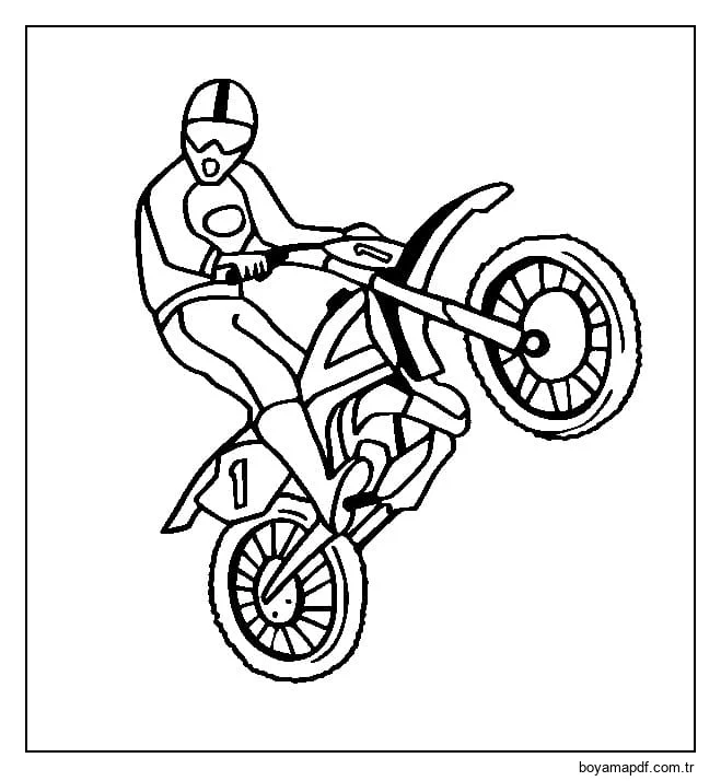 Harika Motokros Kir Bisikleti Boyama Sayfası