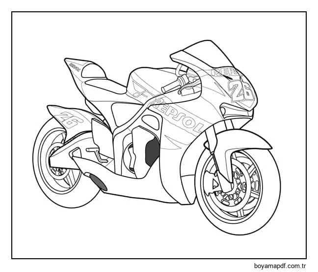 Harika Motosiklet Çiz Boyama Sayfası