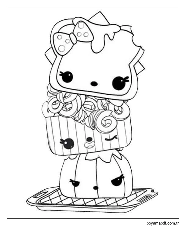 Hoş Kawaii Boyama Sayfası