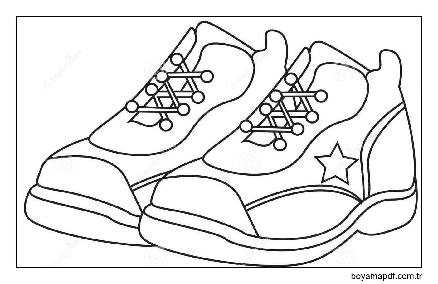 İki Basit Ayakkabı Boyama Sayfası