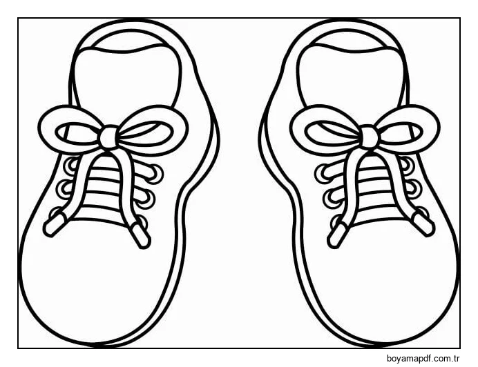 İki Temel Ayakkabı Boyama Sayfası