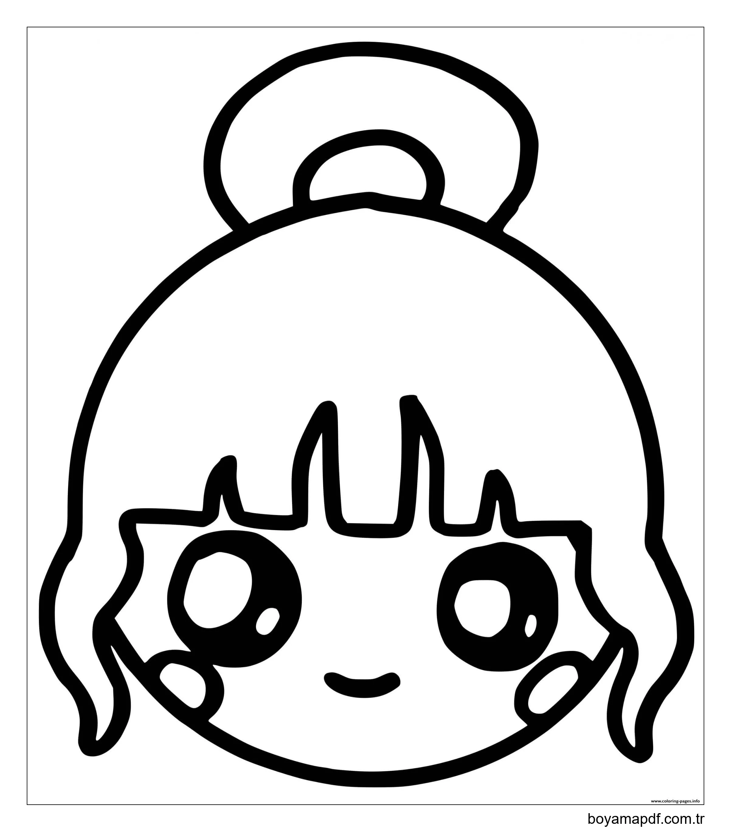 Kafa Kızı Kawaii Boyama Sayfası