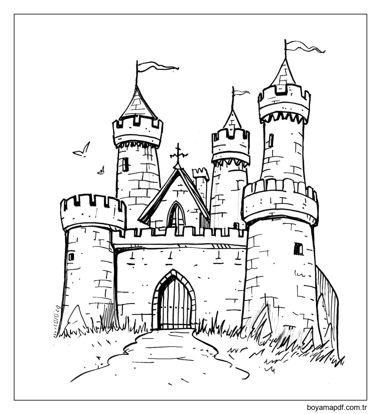 Kale basitçe çizin Boyama Sayfası