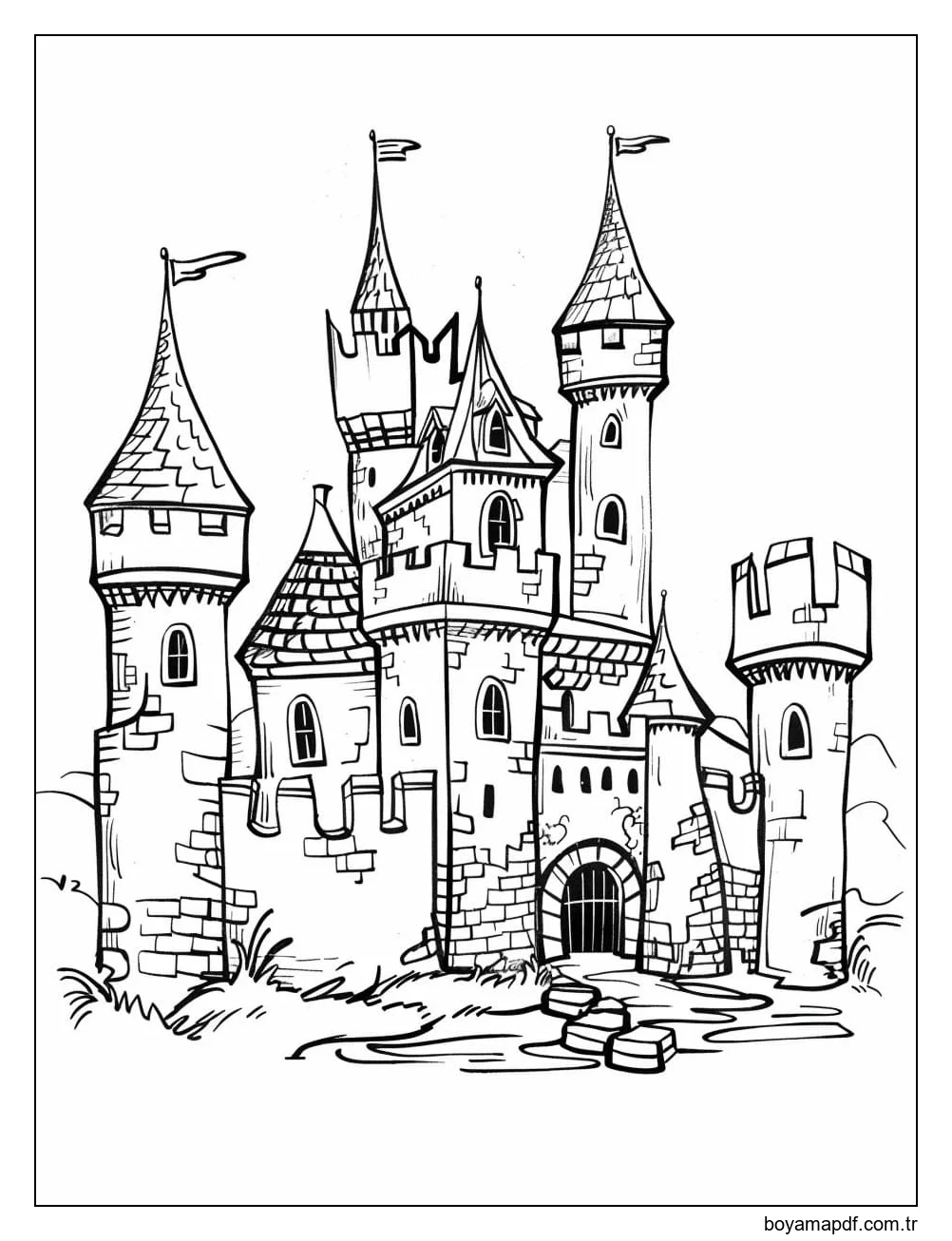 Kale çizimi çok güzel Boyama Sayfası