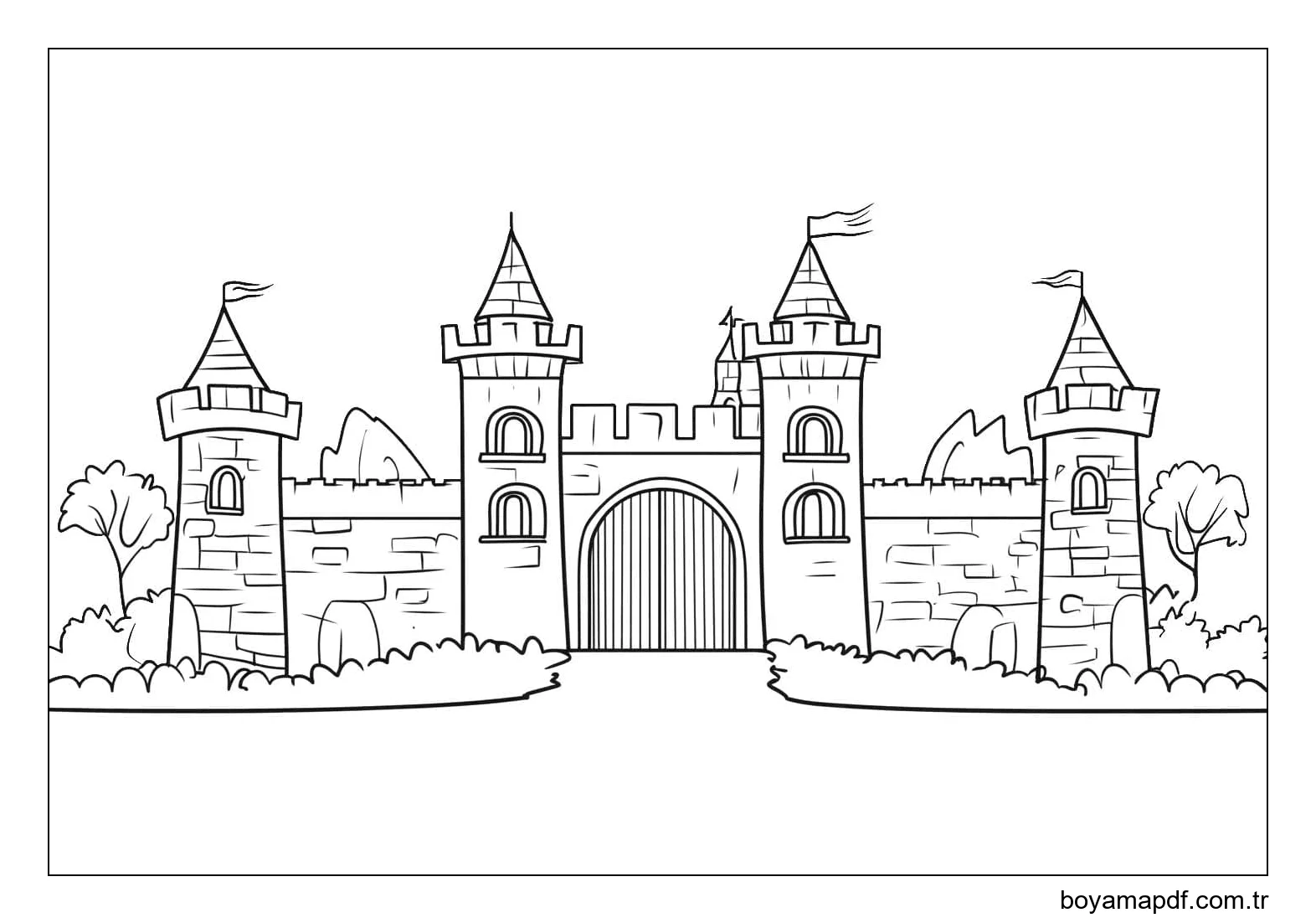 Kale çizimi ücretsiz Boyama Sayfası