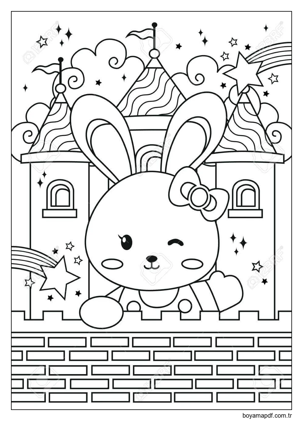 Kaledeki Tavşan Boyama Sayfası