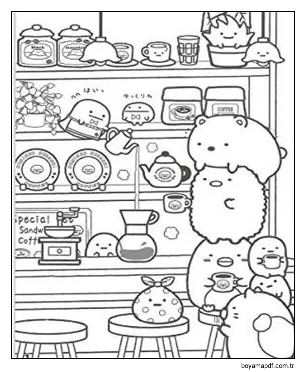 Karikatür Kawaii Boyama Sayfası