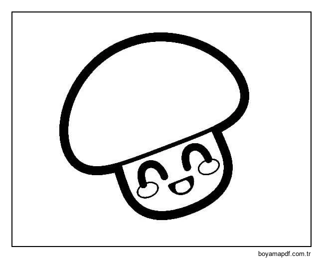 Kawaii Mantarı Eğlencesi Boyama Sayfası