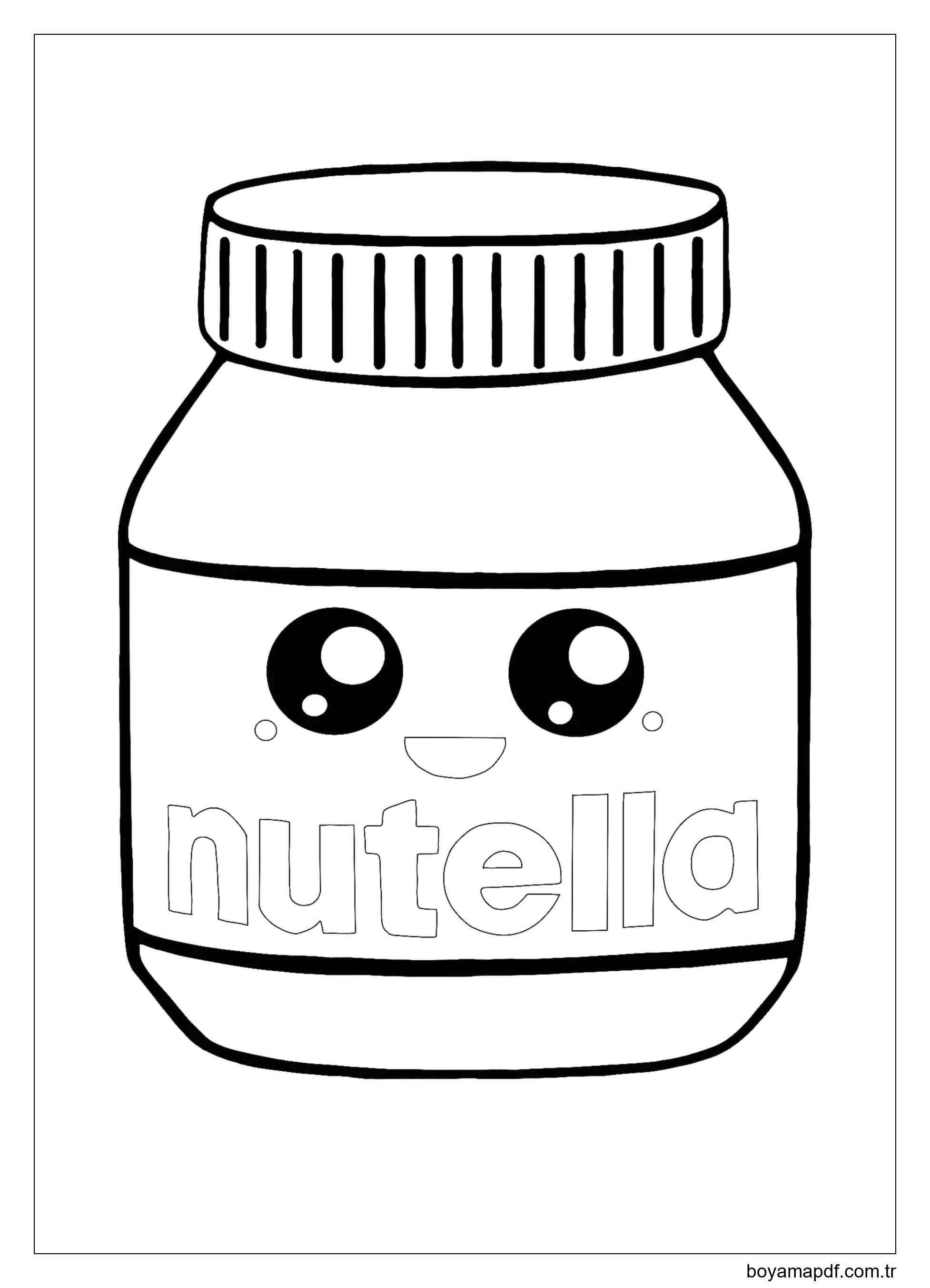 Kawaii Nutella Eğlencesi Boyama Sayfası