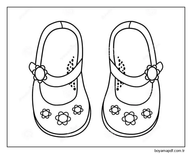 Kız Ayakkabı Boyama Sayfası