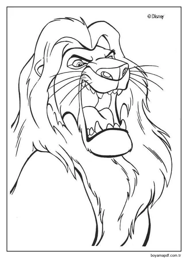 Kızgın Simba Boyama Sayfası
