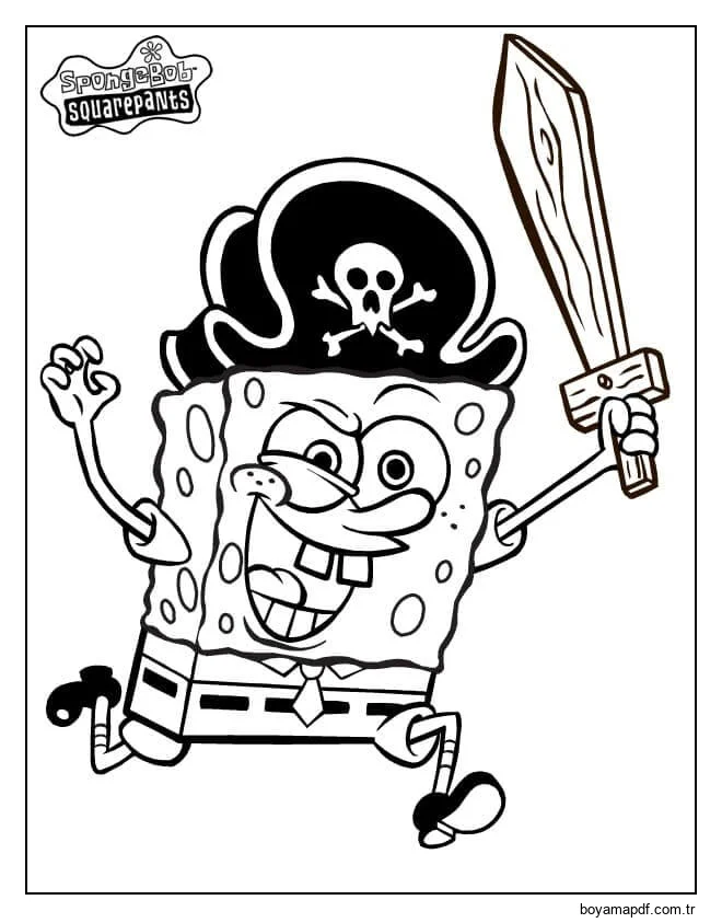Korsan Sünger Bob Saldırısı Boyama Sayfası